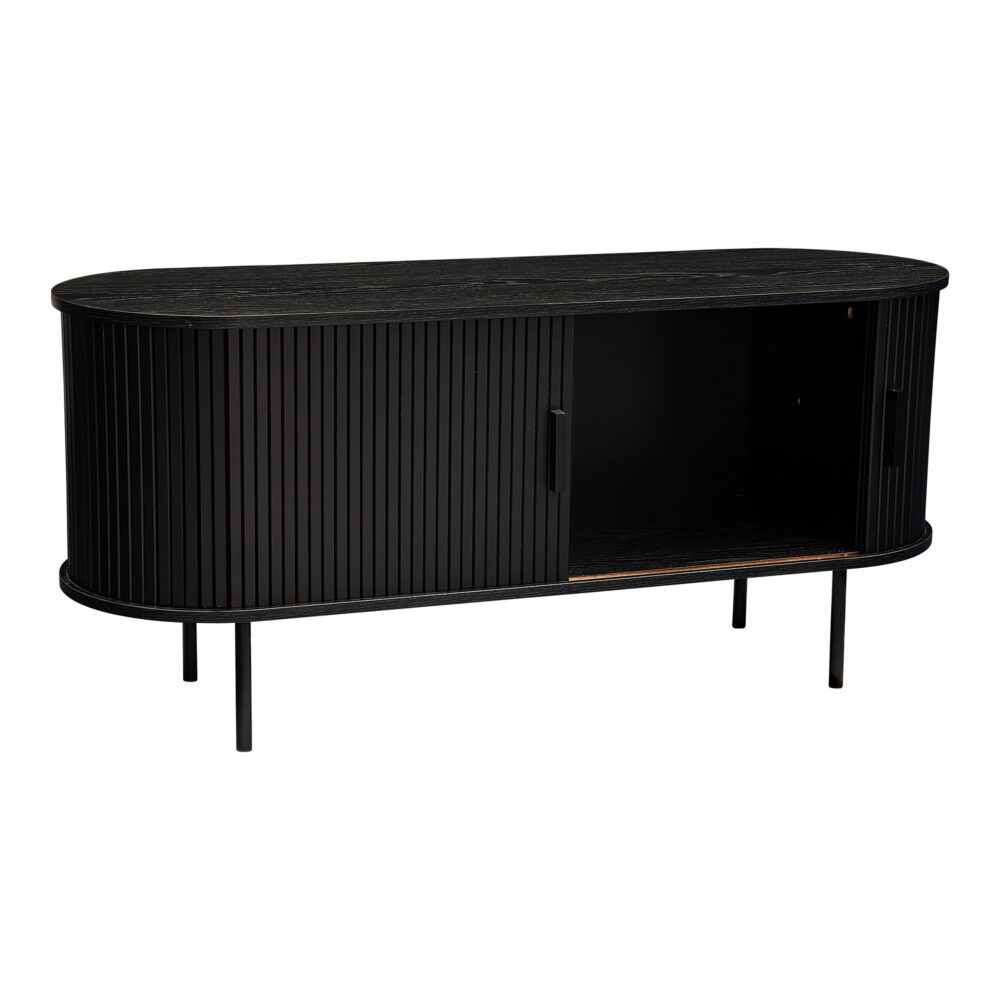 Ribbed Black Sideboard with Sliding Doors 6