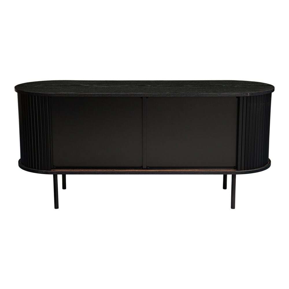 Ribbed Black Sideboard with Sliding Doors 8