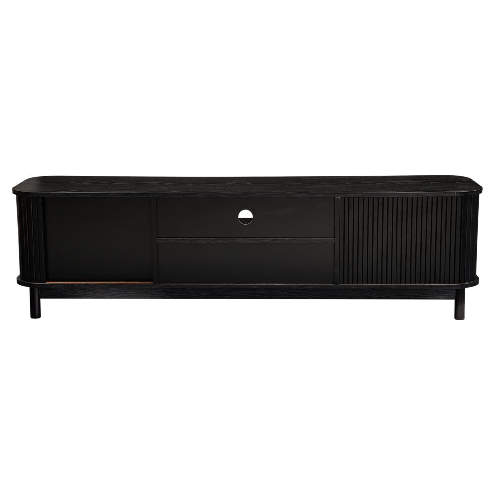 160cm Ribbed Black Entertainment Unit 5