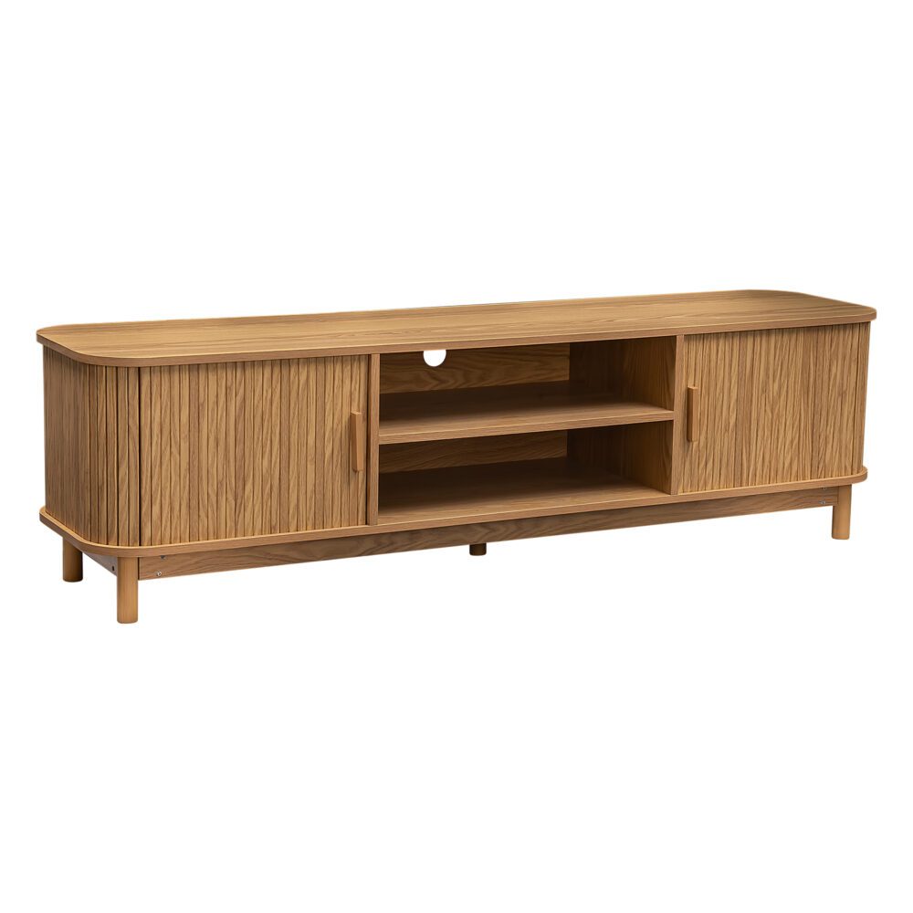 160cm Ribbed Natural Entertainment Unit 3