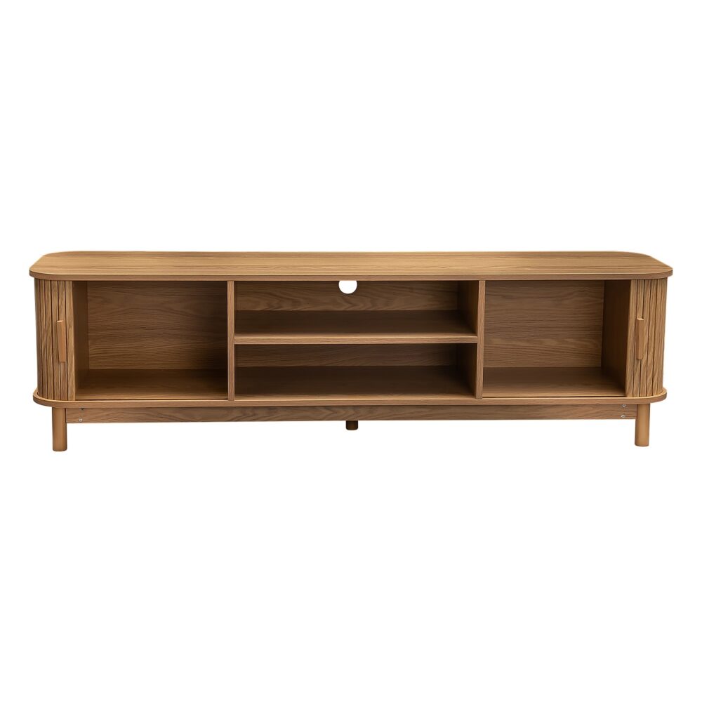 160cm Ribbed Natural Entertainment Unit 4