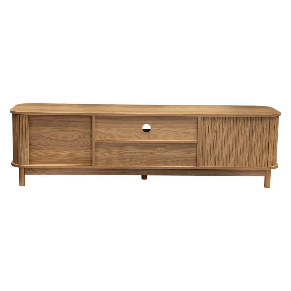 160cm Ribbed Natural Entertainment Unit 5