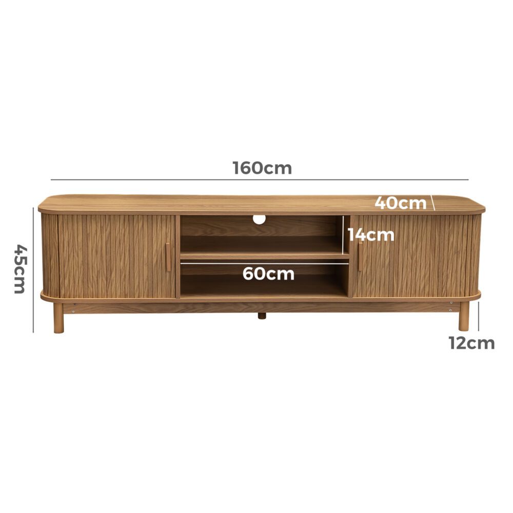 160cm Ribbed Natural Entertainment Unit 10