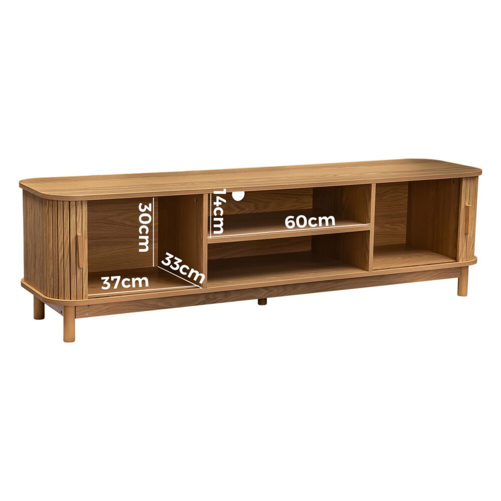 160cm Ribbed Natural Entertainment Unit 11