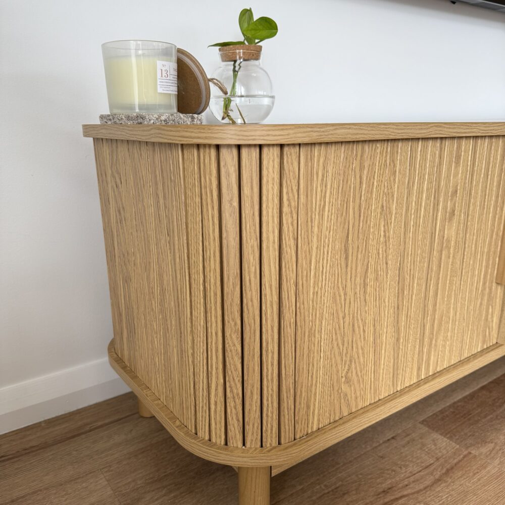 160cm Ribbed Natural Entertainment Unit 7