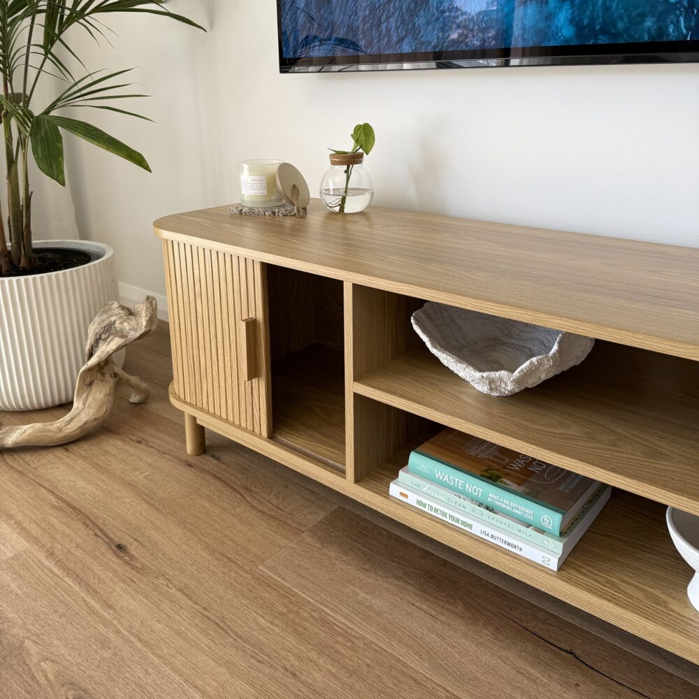 160cm Ribbed Natural Entertainment Unit 8