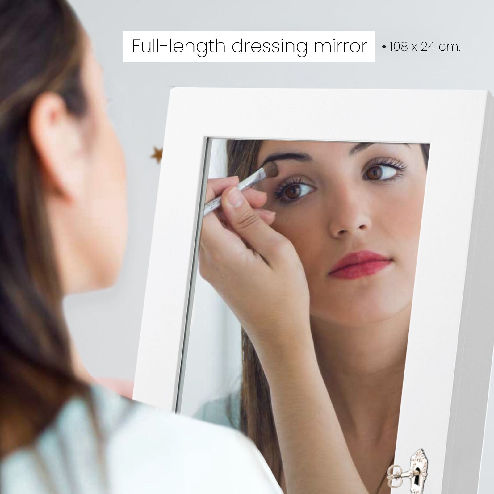 Mirror Jewellery Cabinet Organiser 2 Drawers LOWE 146cm WHITE 9