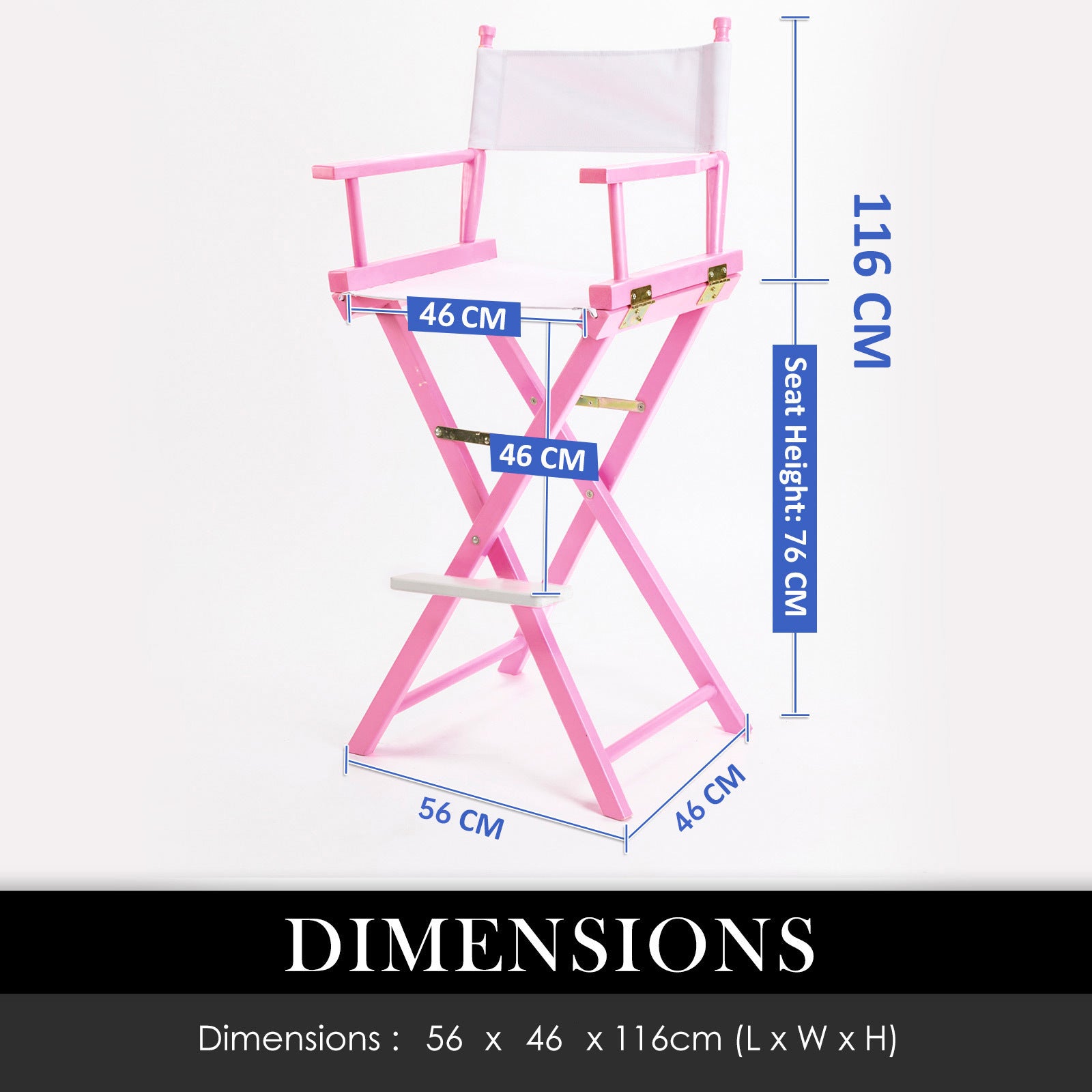 Director Movie Folding Tall Chair 76cm PINK HUMOR 12