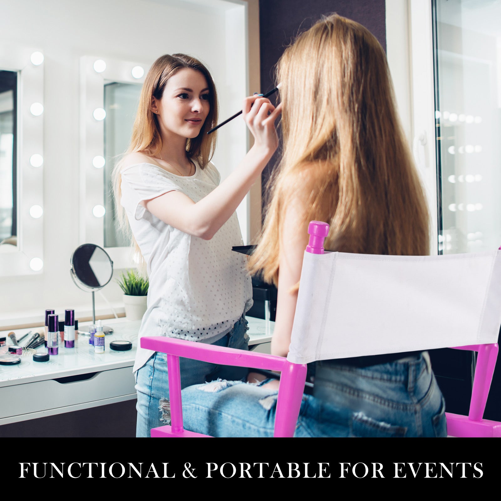 2X Director Movie Folding Tall Chair 76cm PINK HUMOR 5