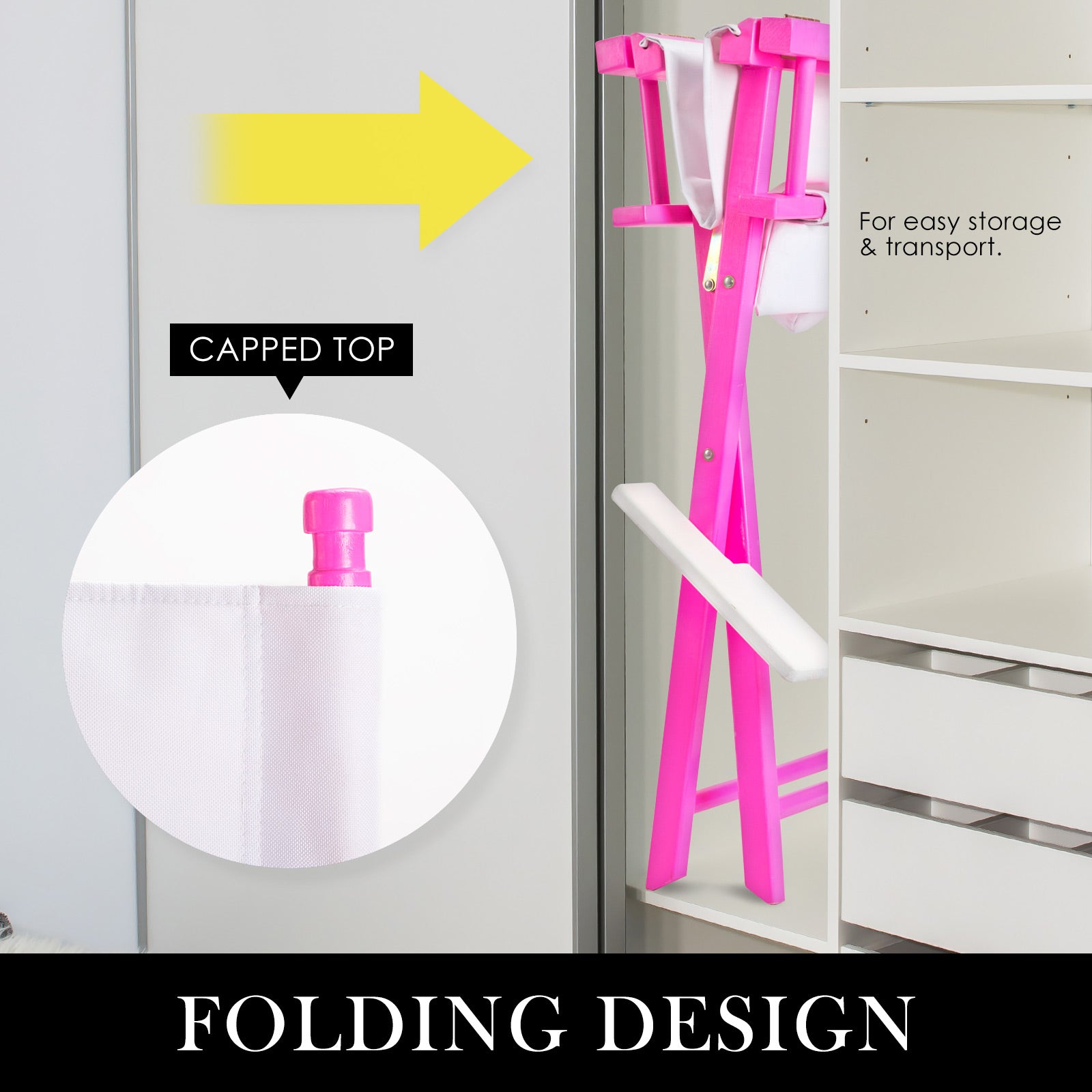 2X Director Movie Folding Tall Chair 76cm PINK HUMOR 7