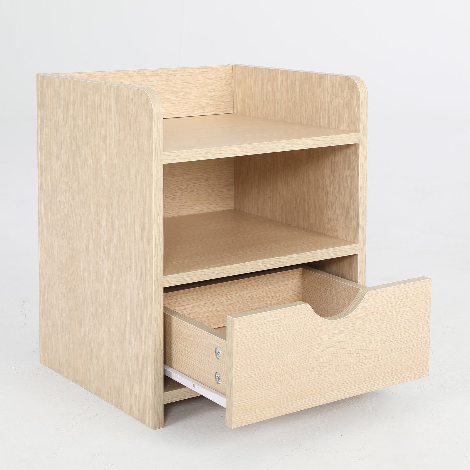 Bedside Table Side Storage Cabinet Nightstand Bedroom 1 Drawer 2 Shelf LARK OAK 6