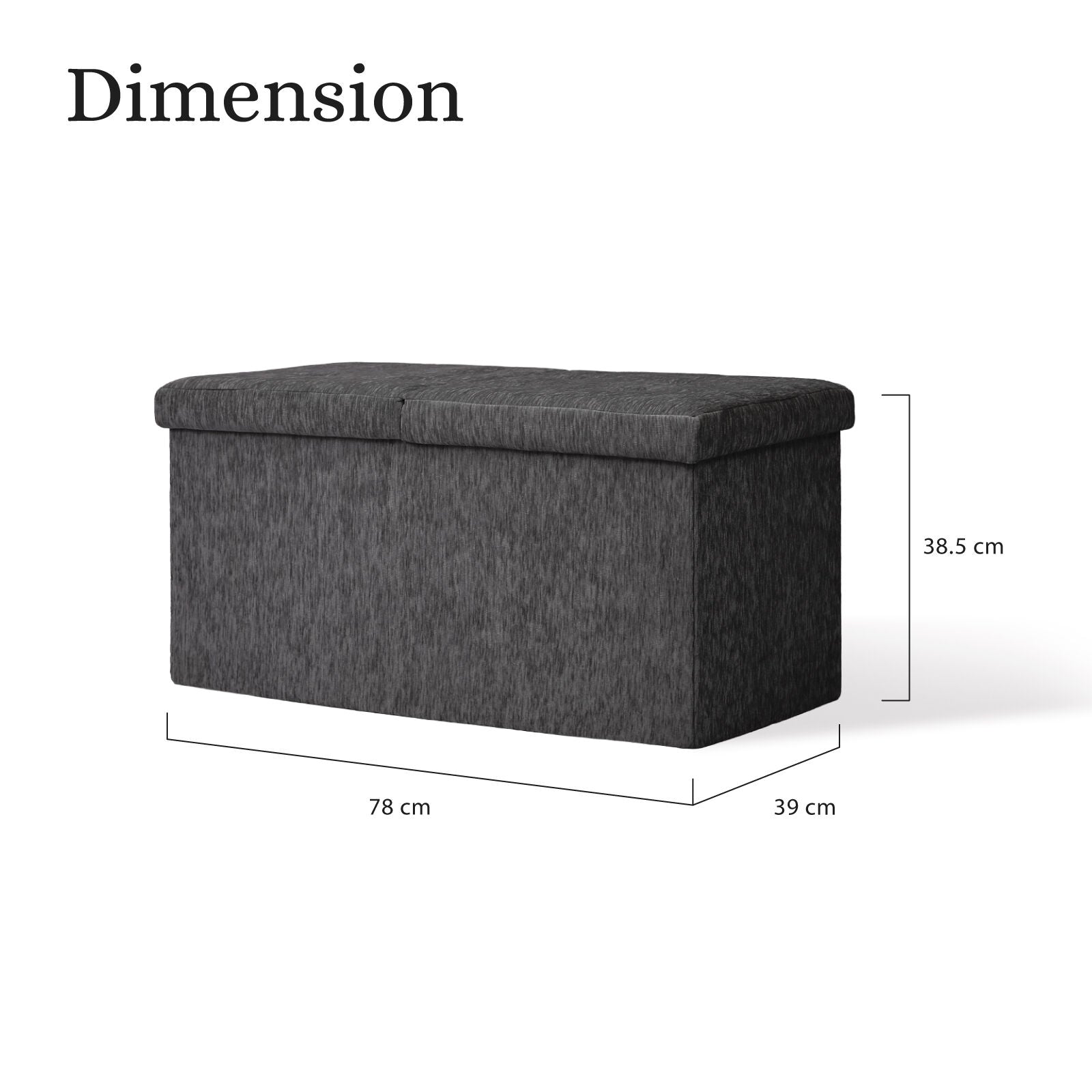 Foldable Storage Ottoman - Flip Lid Side Table Toy Blanket Organiser Seat KIRA BLACK 10