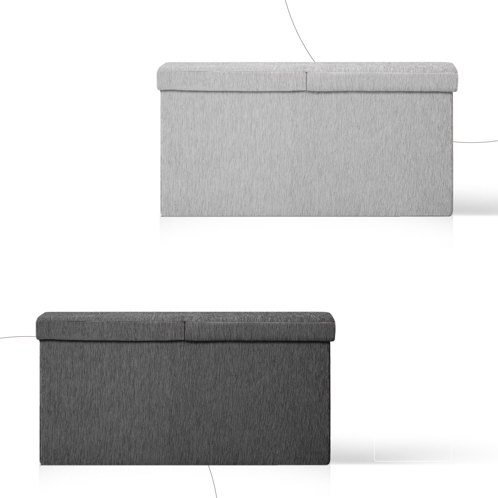Foldable Storage Ottoman - Flip Lid Side Table Toy Blanket Organiser Seat KIRA GREY 10
