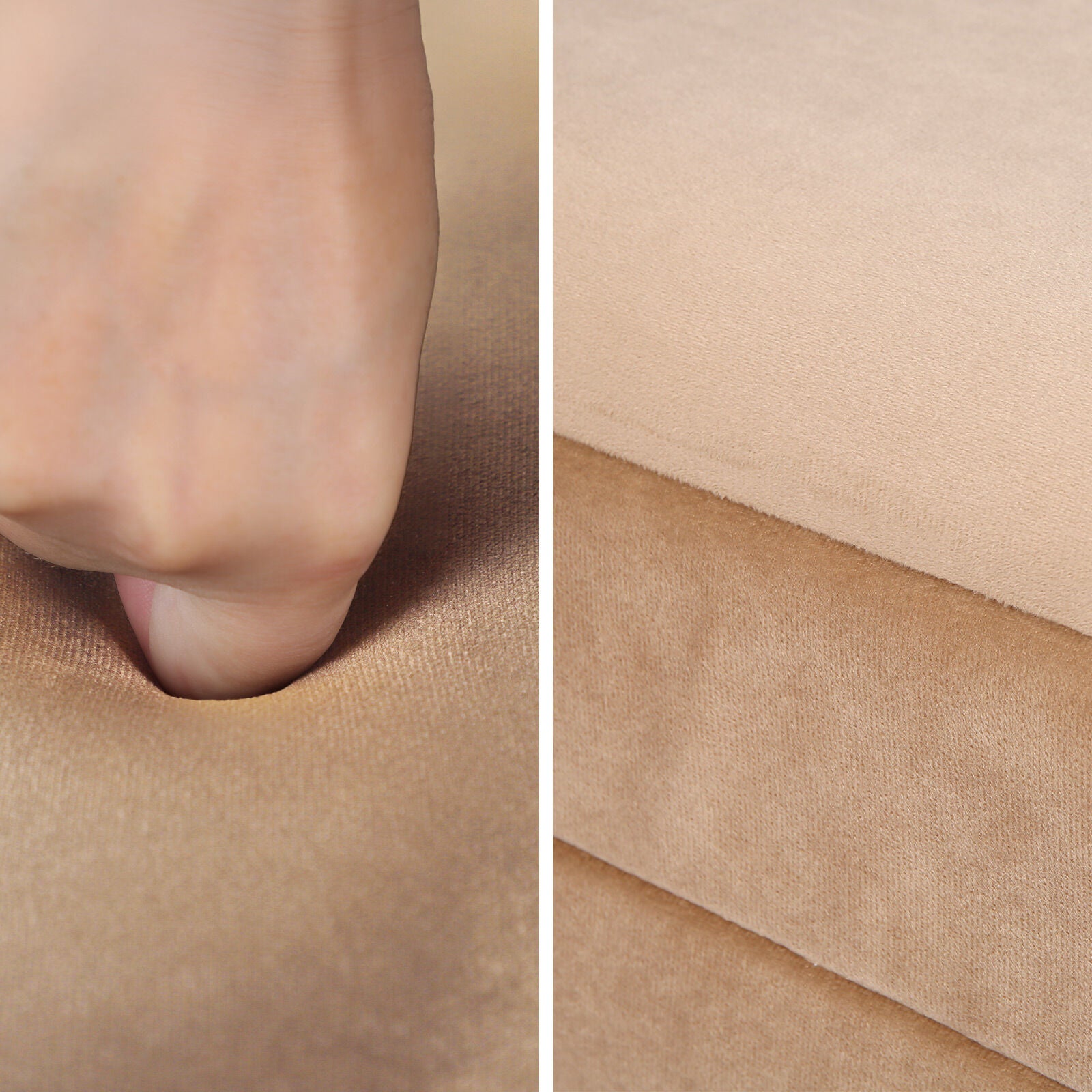 La Bella Coffee Table Storage Ottoman - Velvet Blanket Box Bench DEMI - CAMEL BEIGE 7