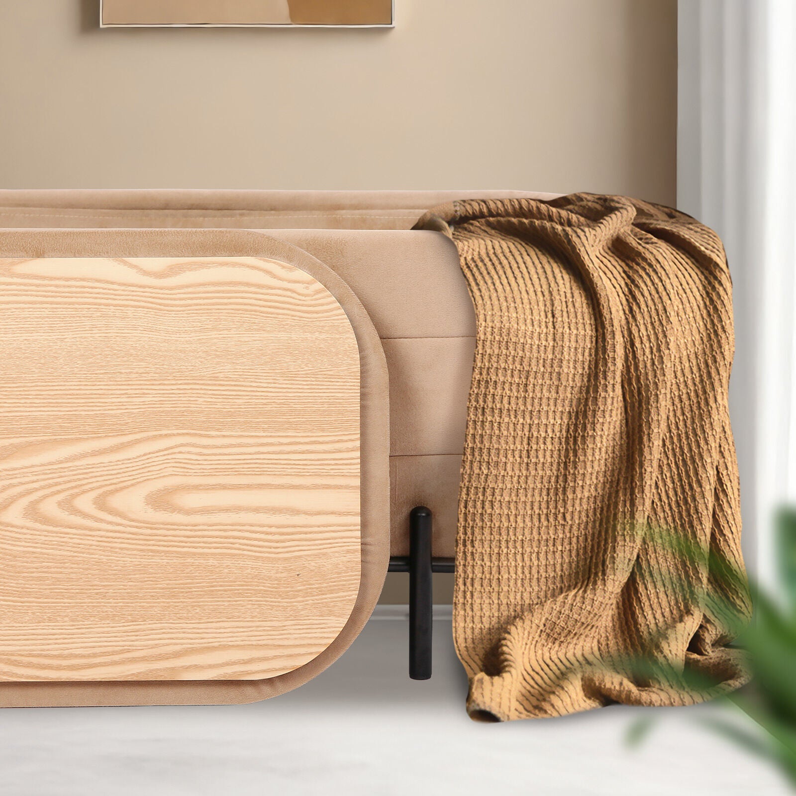 La Bella Coffee Table Storage Ottoman - Velvet Blanket Box Bench DEMI - CAMEL BEIGE 8