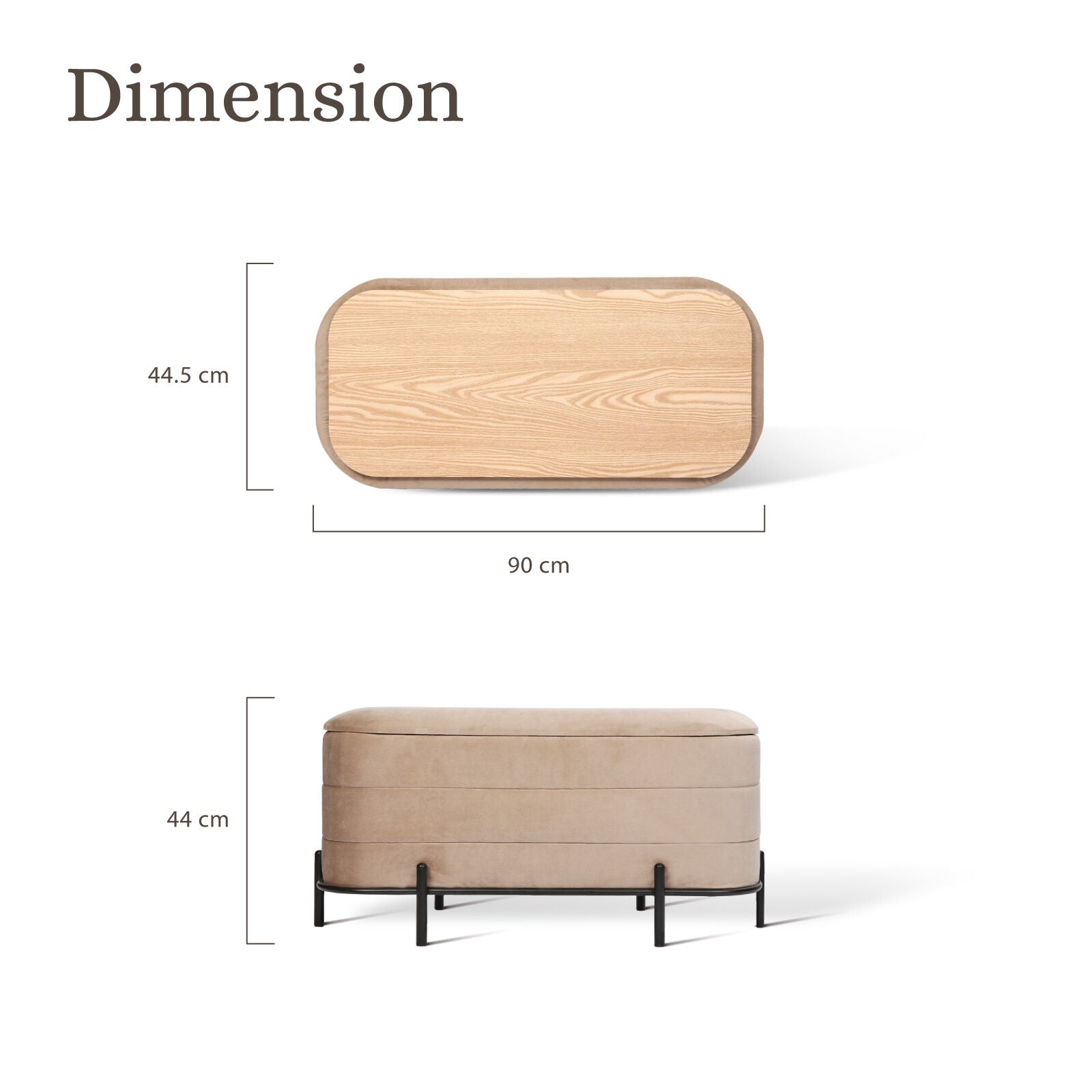 La Bella Coffee Table Storage Ottoman - Velvet Blanket Box Bench DEMI - CAMEL BEIGE 10