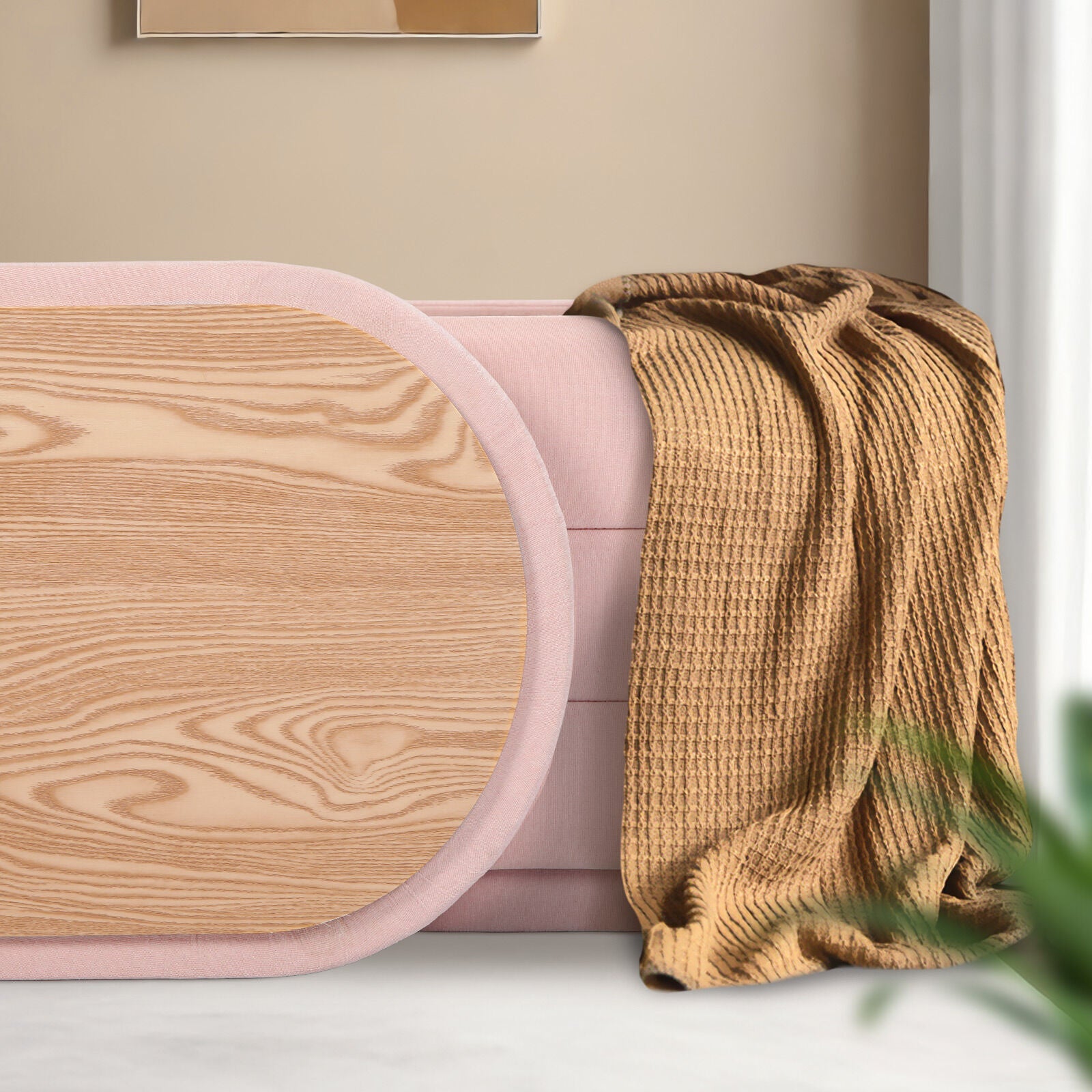 Coffee Table Storage Ottoman - Chenille Fabic Padded Blanket Box Bench CELIA - PINK 8