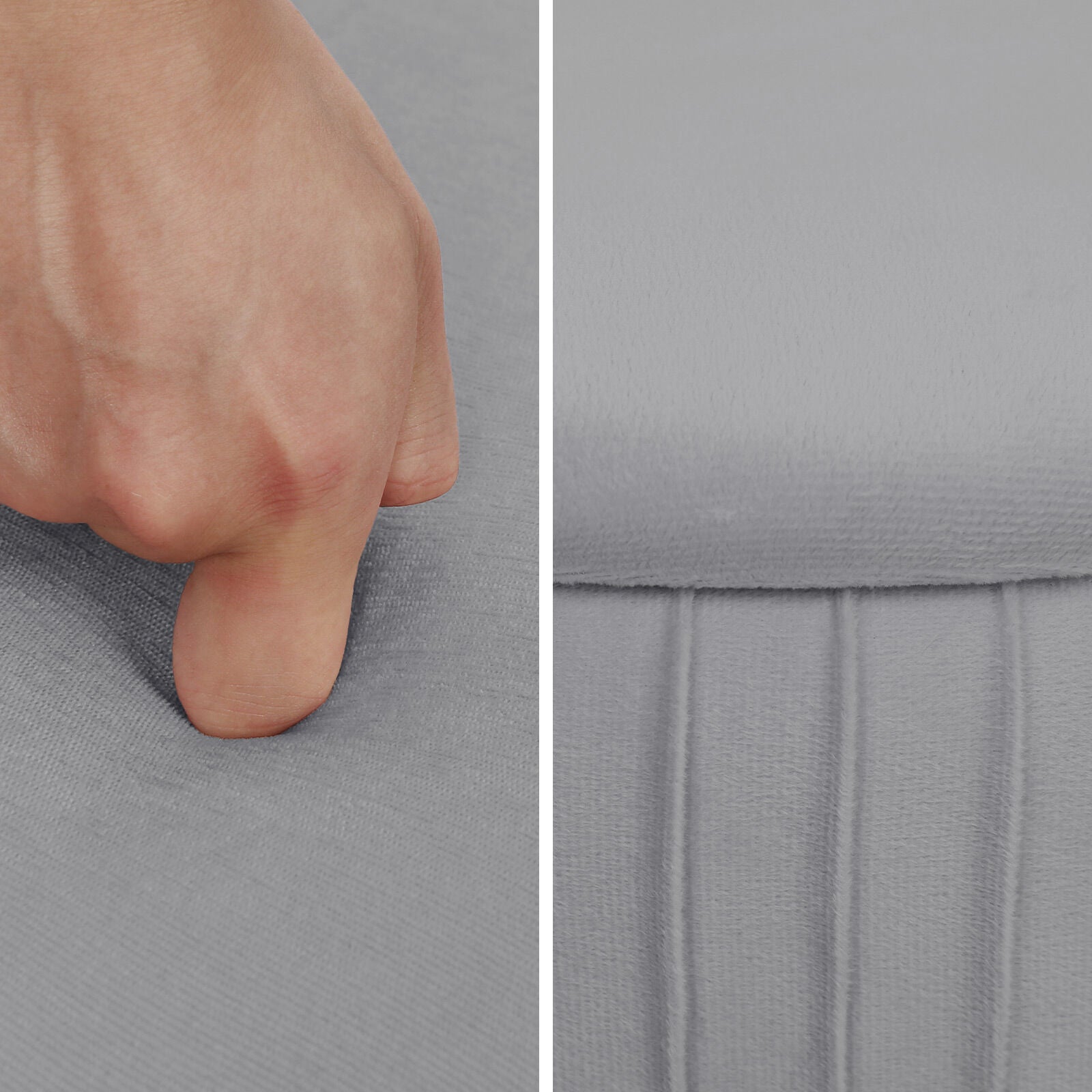 Side Table Storage Ottoman - Velvet Padded Stool Vanity Footstool REMY GREY 7