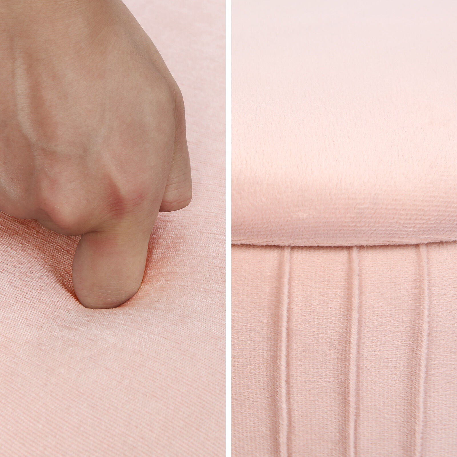 Side Table Storage Ottoman - Velvet Padded Stool Vanity Footstool REMY PINK 7