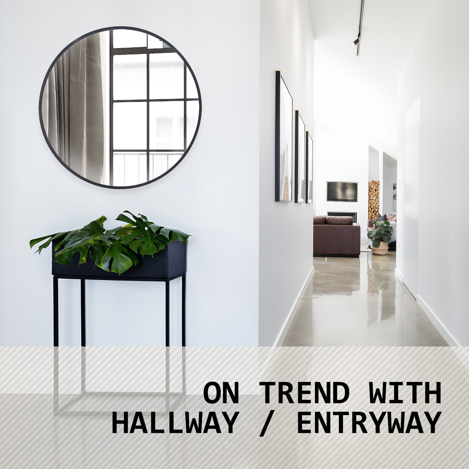 Wall Mirror Round Aluminum Frame Bathroom 70cm BLACK 10