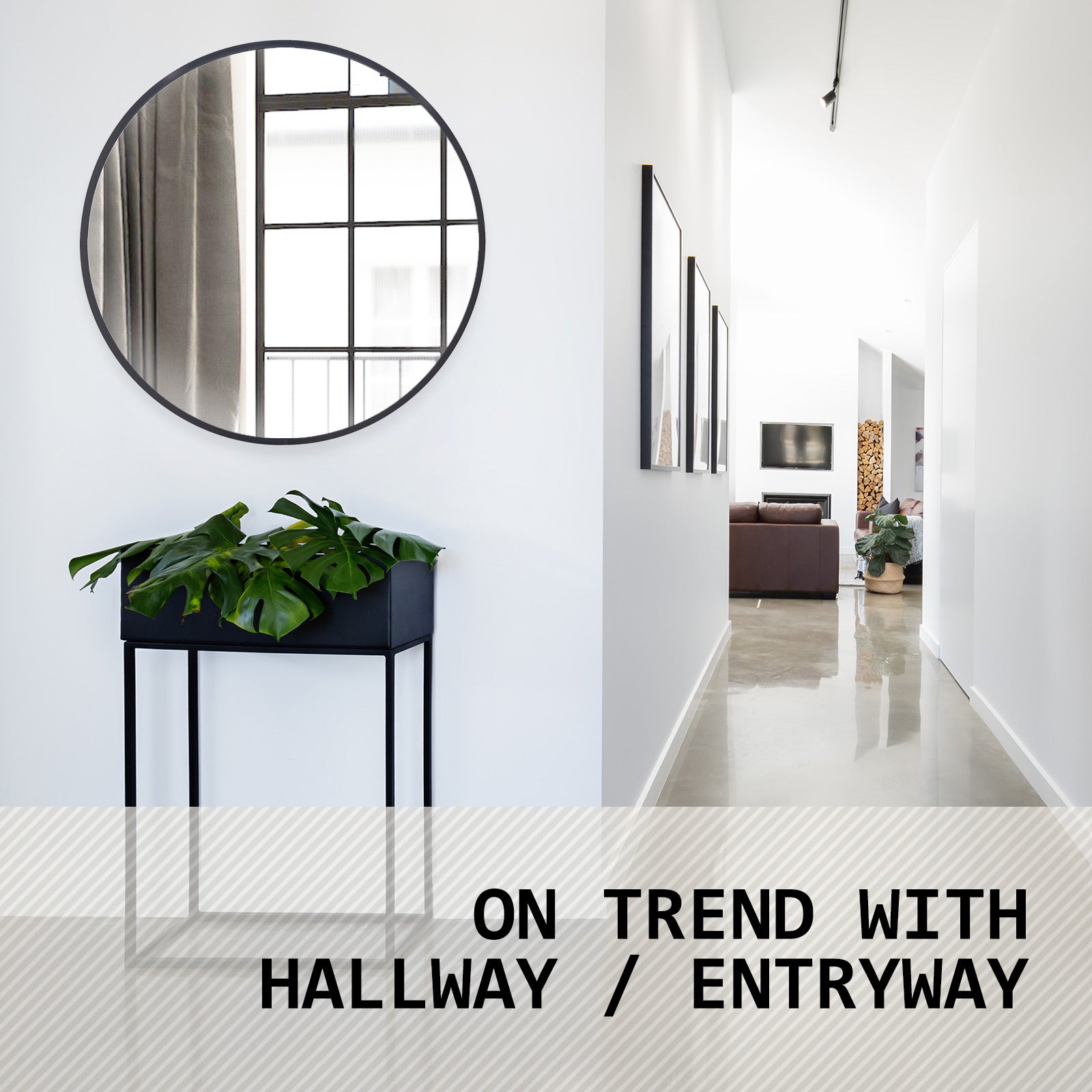 Wall Mirror Round Aluminum Frame Bathroom 80cm BLACK 10