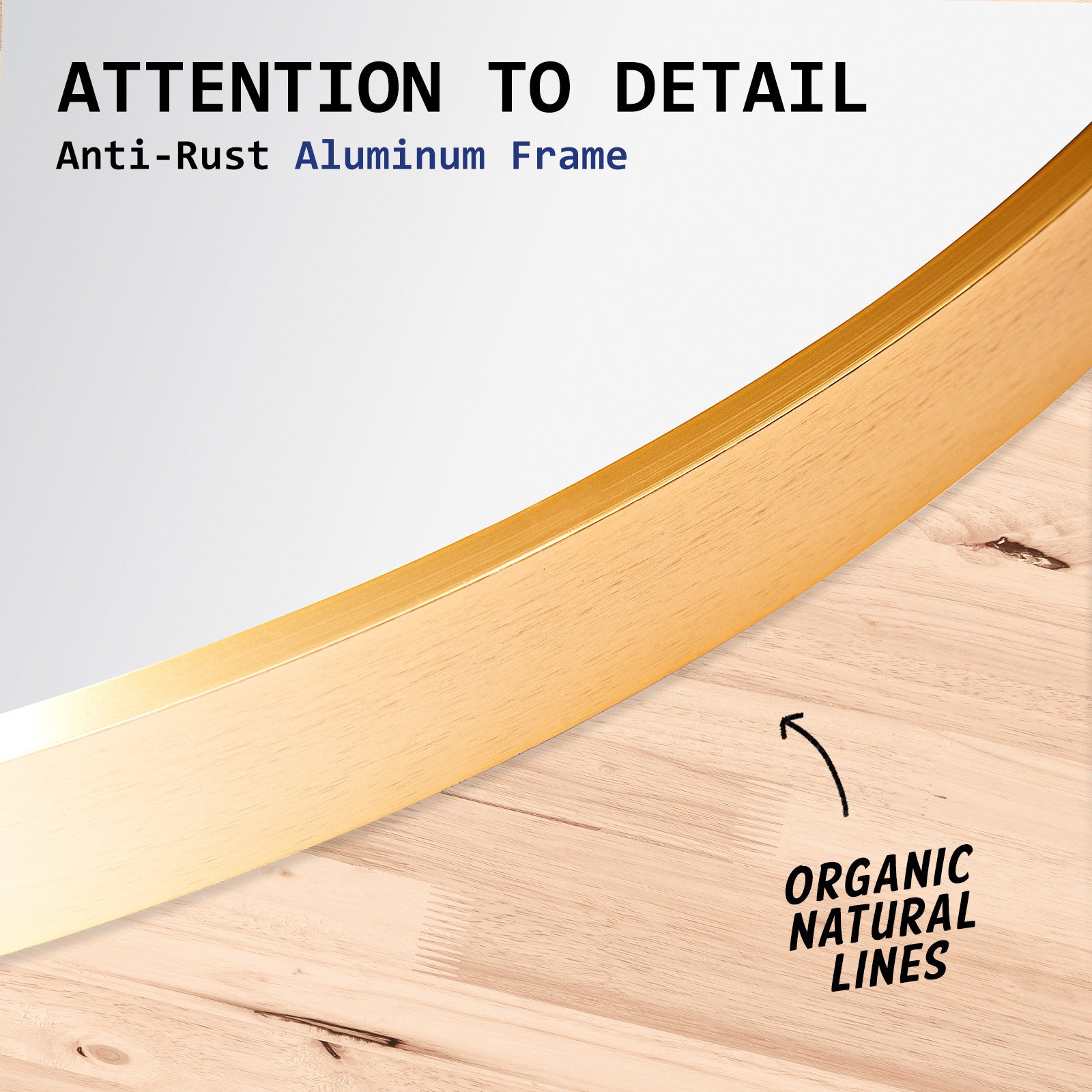 Wall Mirror Round Aluminum Frame Bathroom 70cm GOLD 4