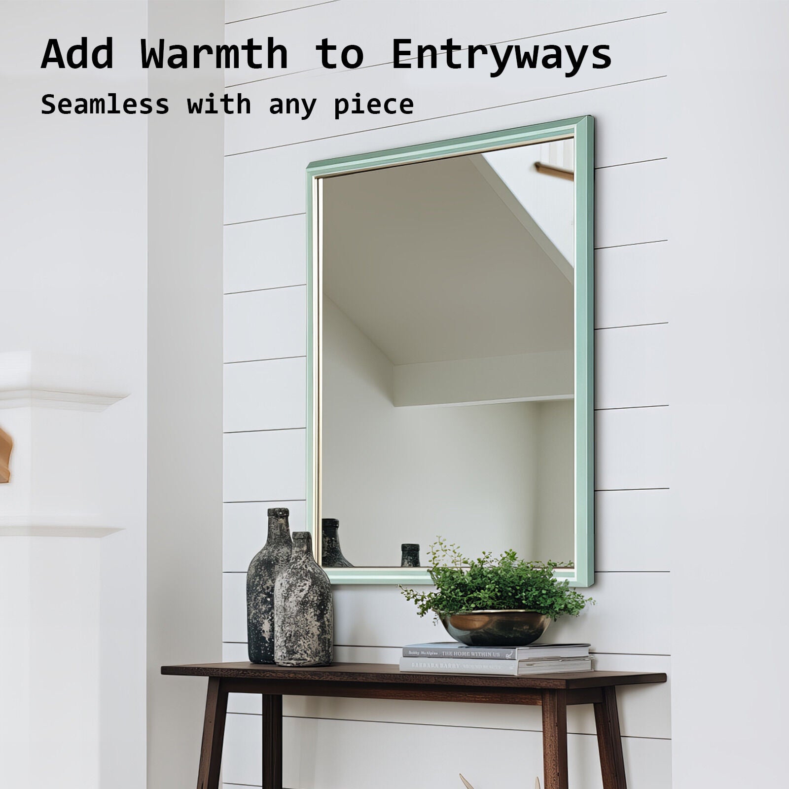 Wall Mirror Rectangular Frame Bathroom 70x90cm Turquoise 4