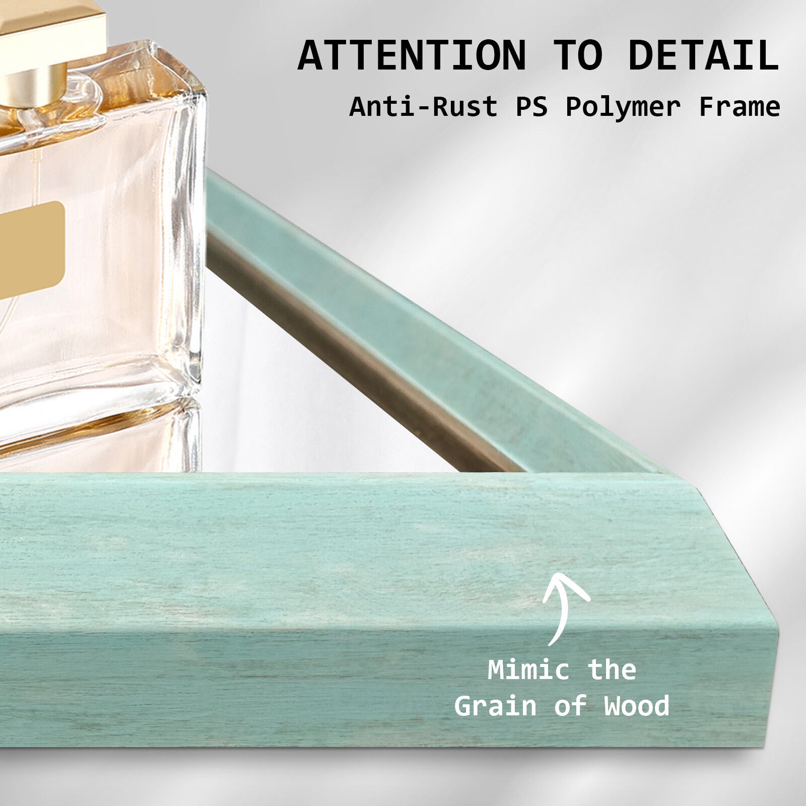 Wall Mirror Rectangular Frame Bathroom 70x90cm Turquoise 5