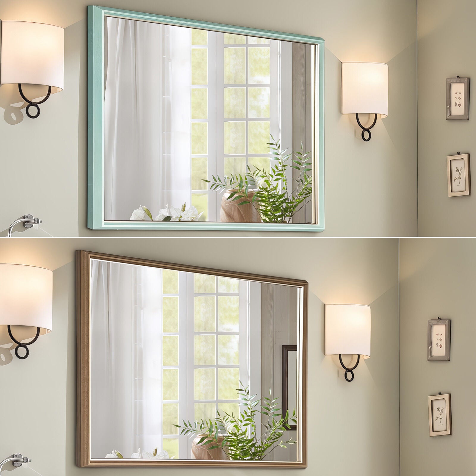 Wall Mirror Rectangular Frame Bathroom 70x90cm Turquoise 6