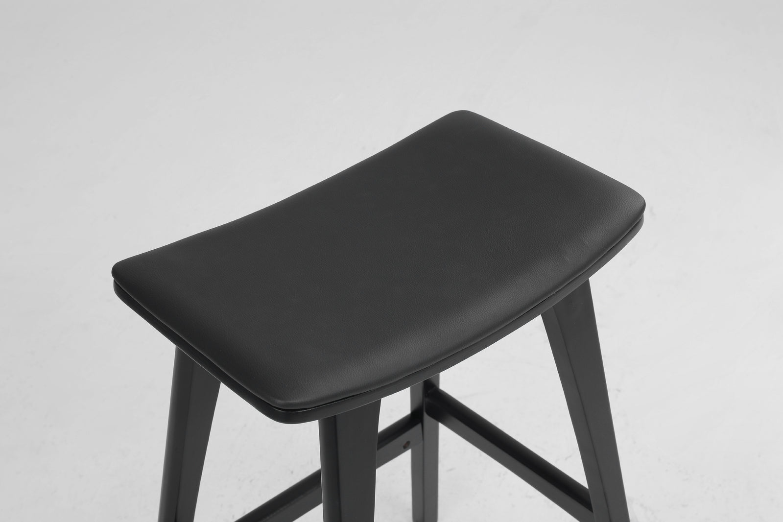 2X Wooden Bar Stool Padded PU Leather Dining Chair KANSO 65cm BLACK 3