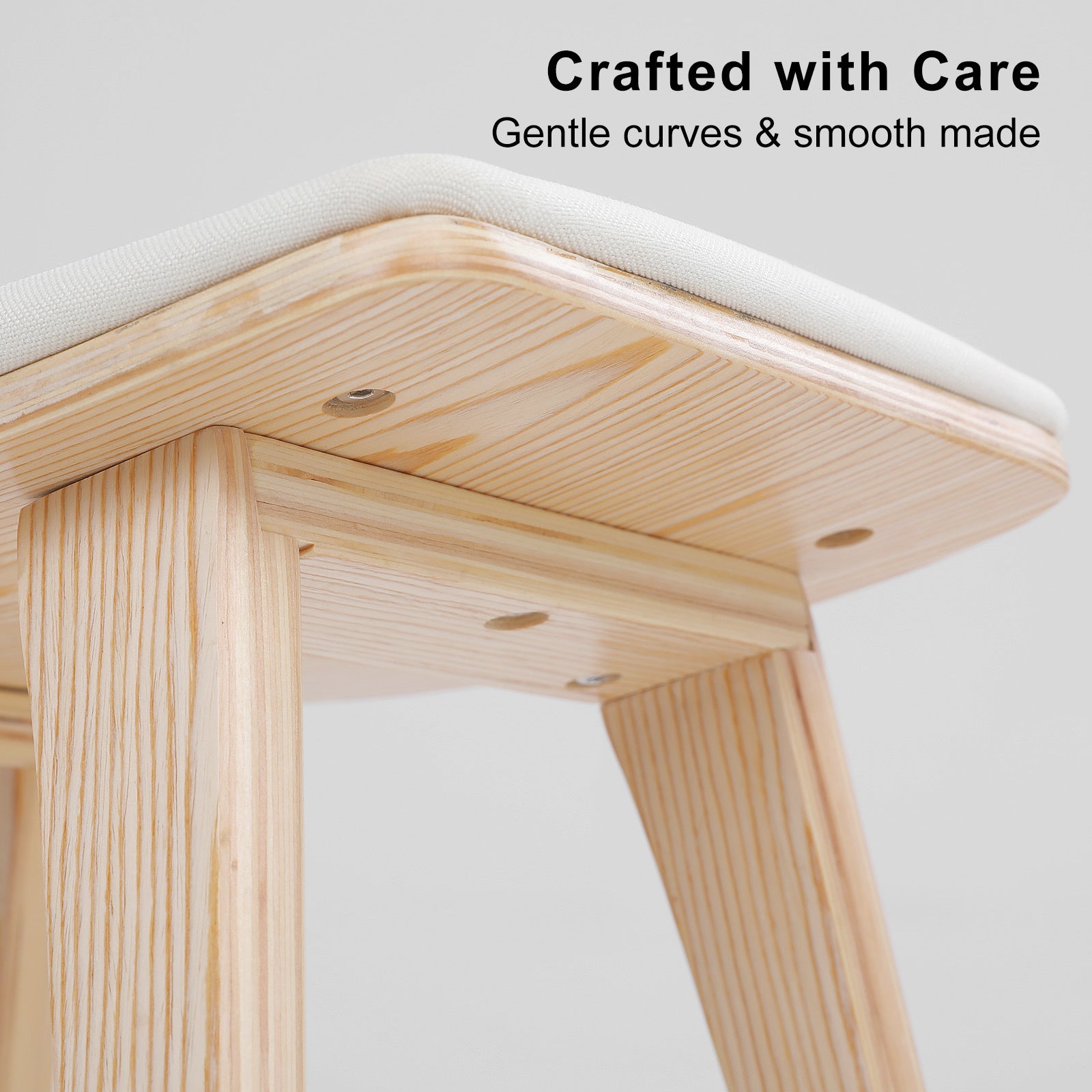 2X Wooden Bar Stool Padded Fabric Dining Chair KANSO 65cm BEIGE 5