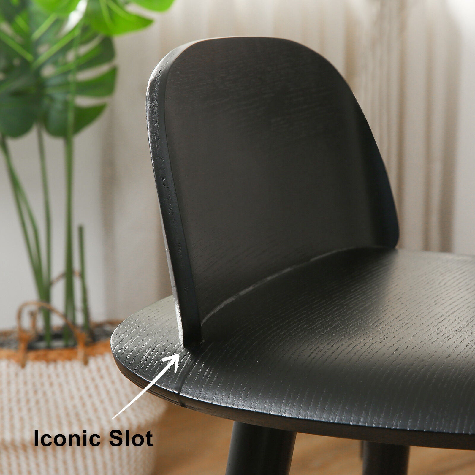 Wooden Bar Stool Dining Chair Ash Wood ELISE 65cm BLACK 4