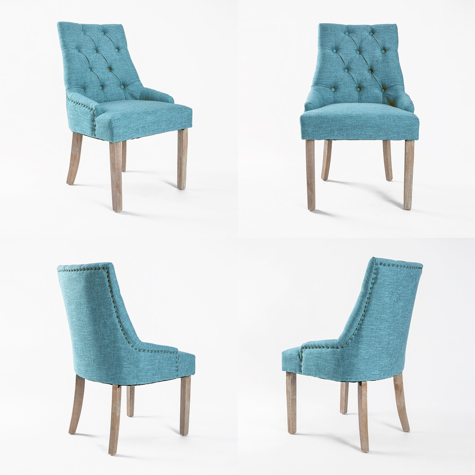 French Provincial Dining Chair Oak Leg AMOUR BLUE 4