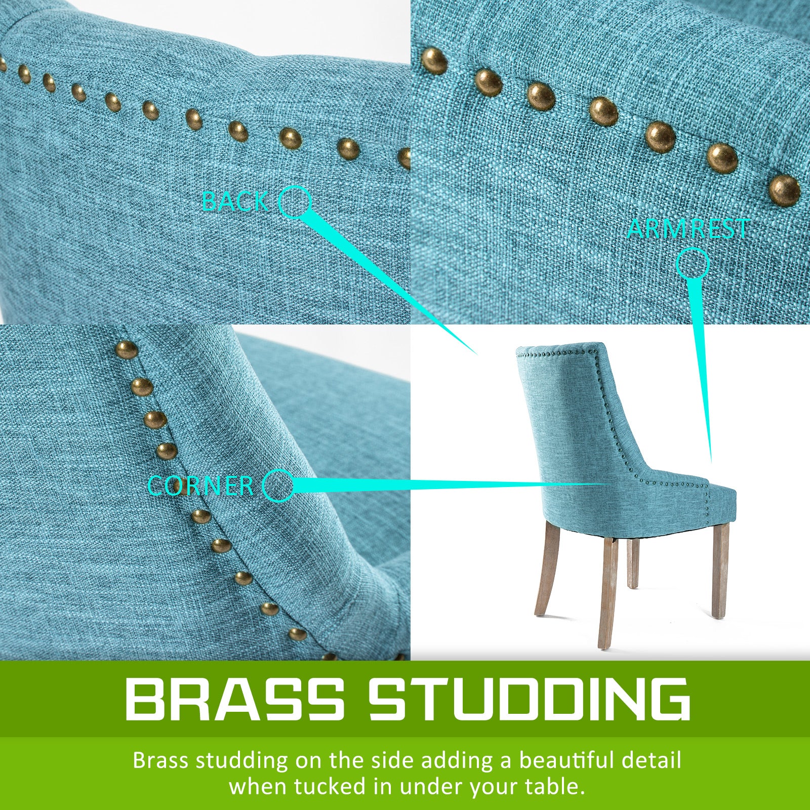 French Provincial Dining Chair Oak Leg AMOUR BLUE 5