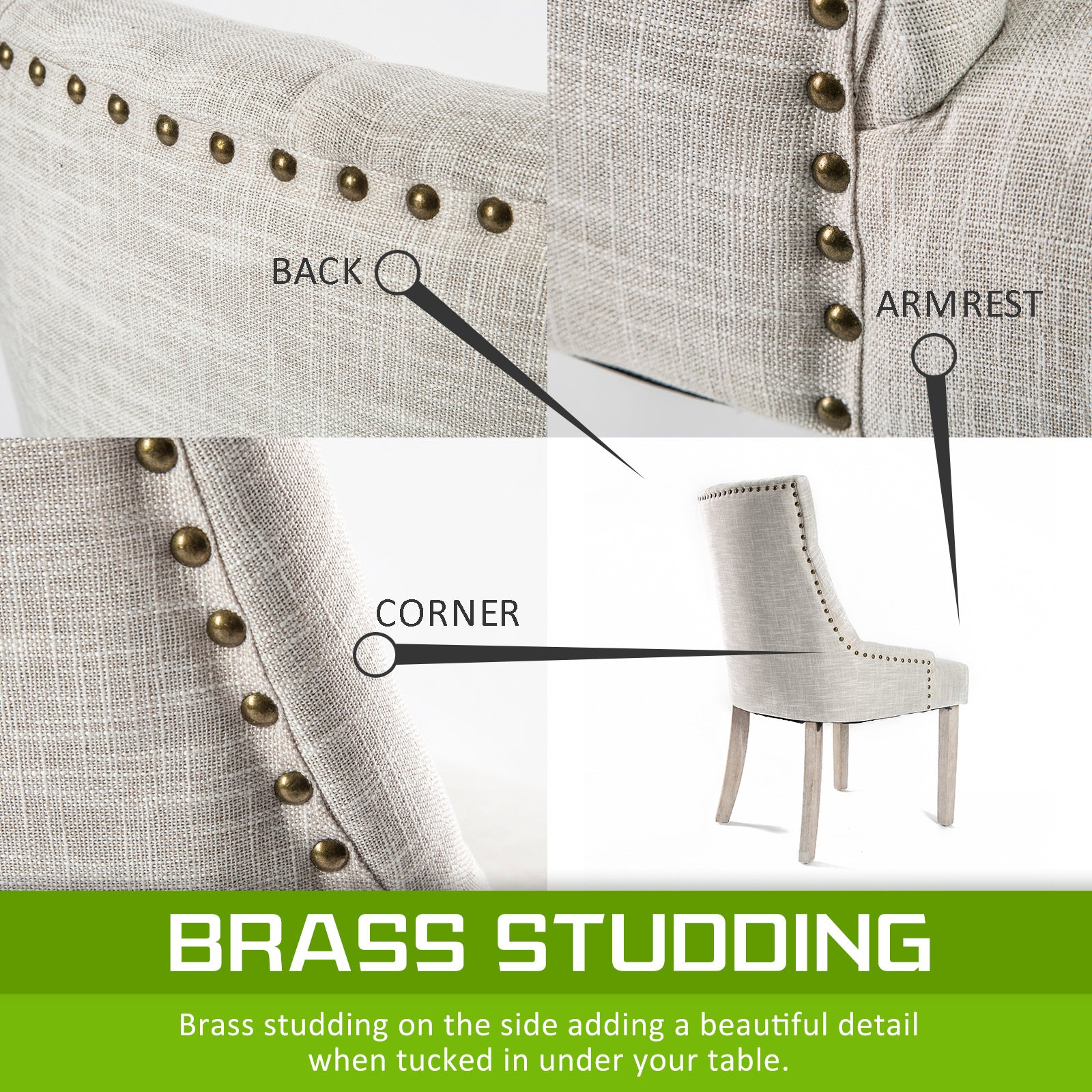 4X French Provincial Dining Chair Oak Leg AMOUR CREAM 5