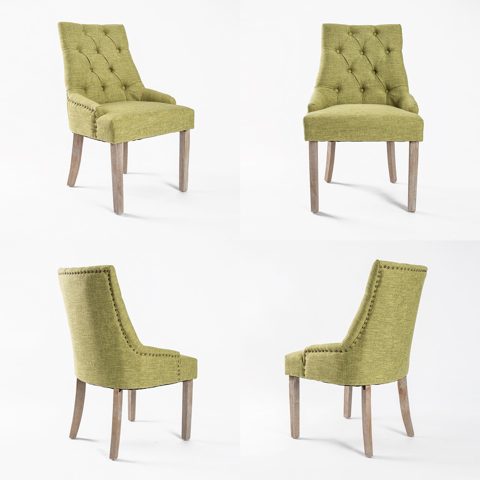 2X French Provincial Dining Chair Oak Leg AMOUR GREEN 4