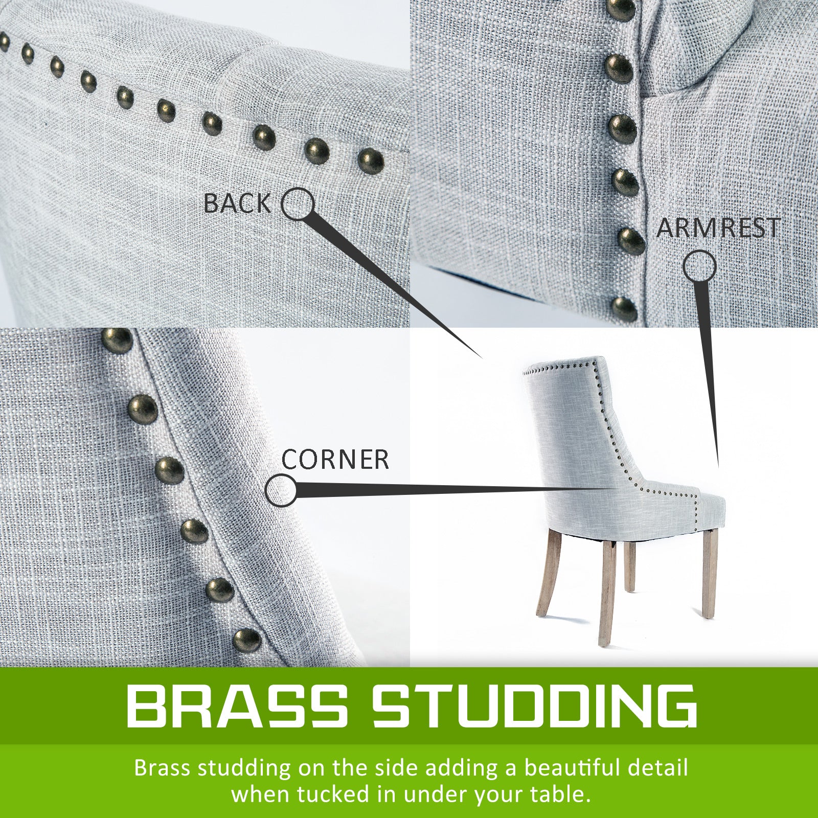 2X French Provincial Dining Chair Oak Leg AMOUR GREY 5