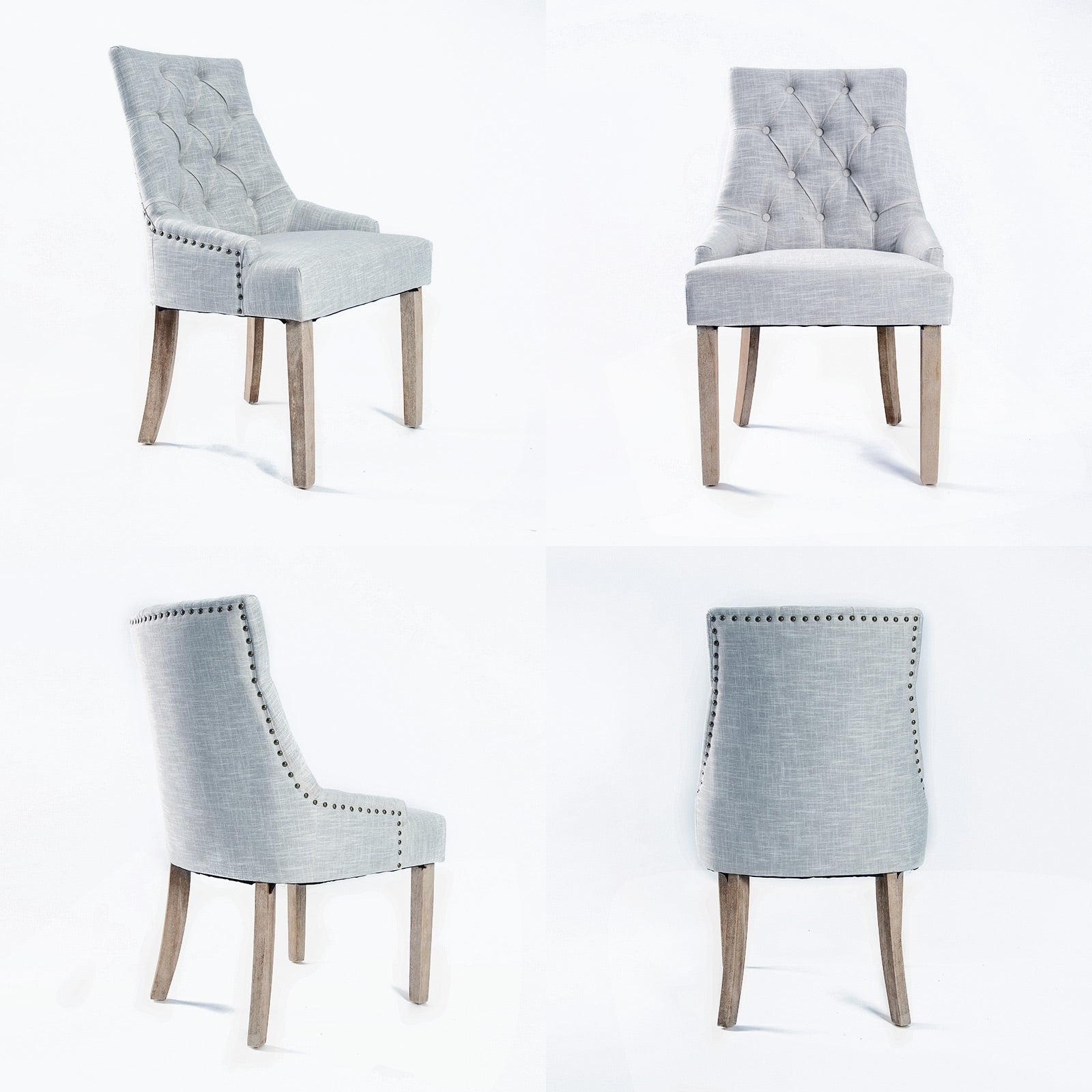 4X French Provincial Dining Chair Oak Leg AMOUR GREY 4