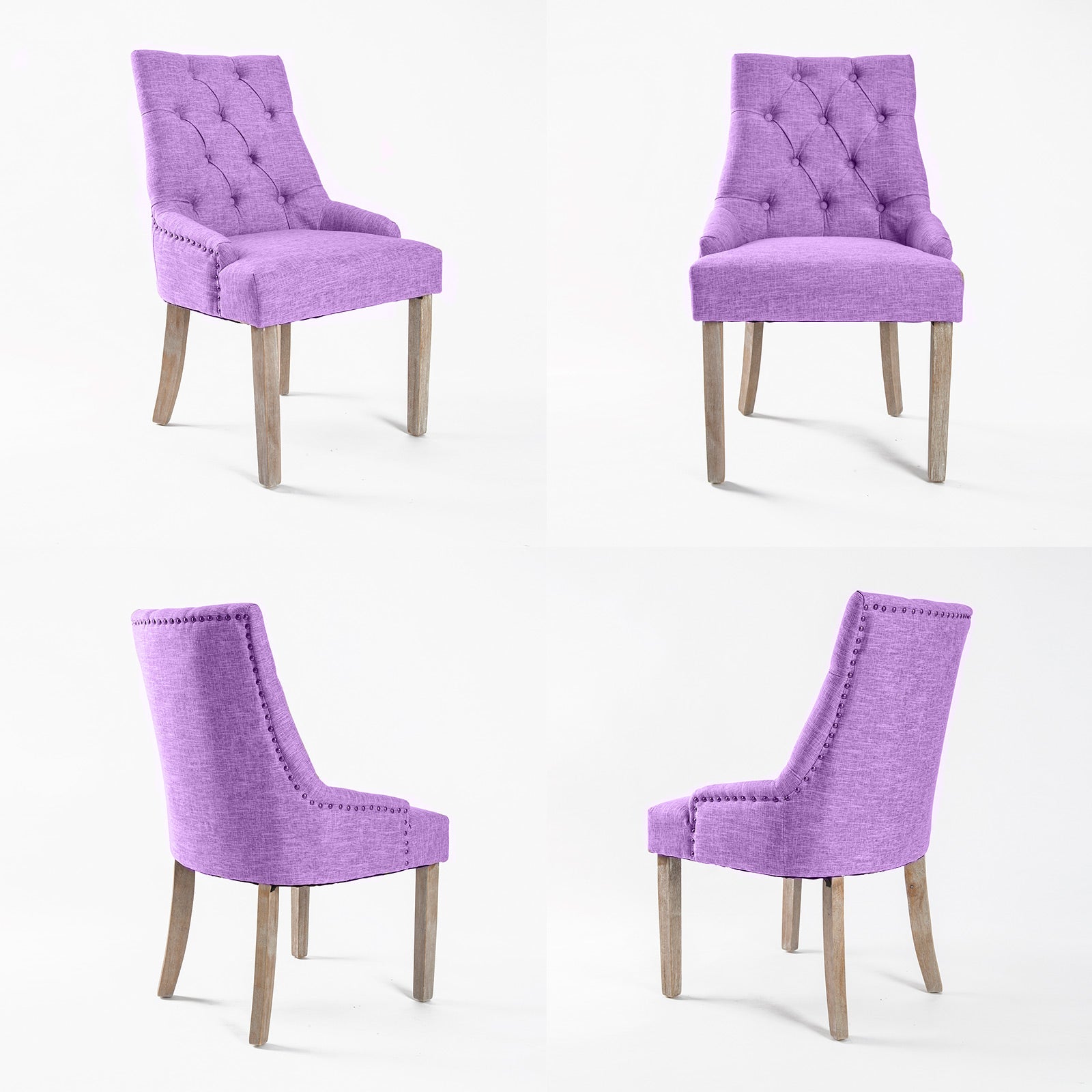 4X French Provincial Dining Chair Oak Leg AMOUR VIOLET 4