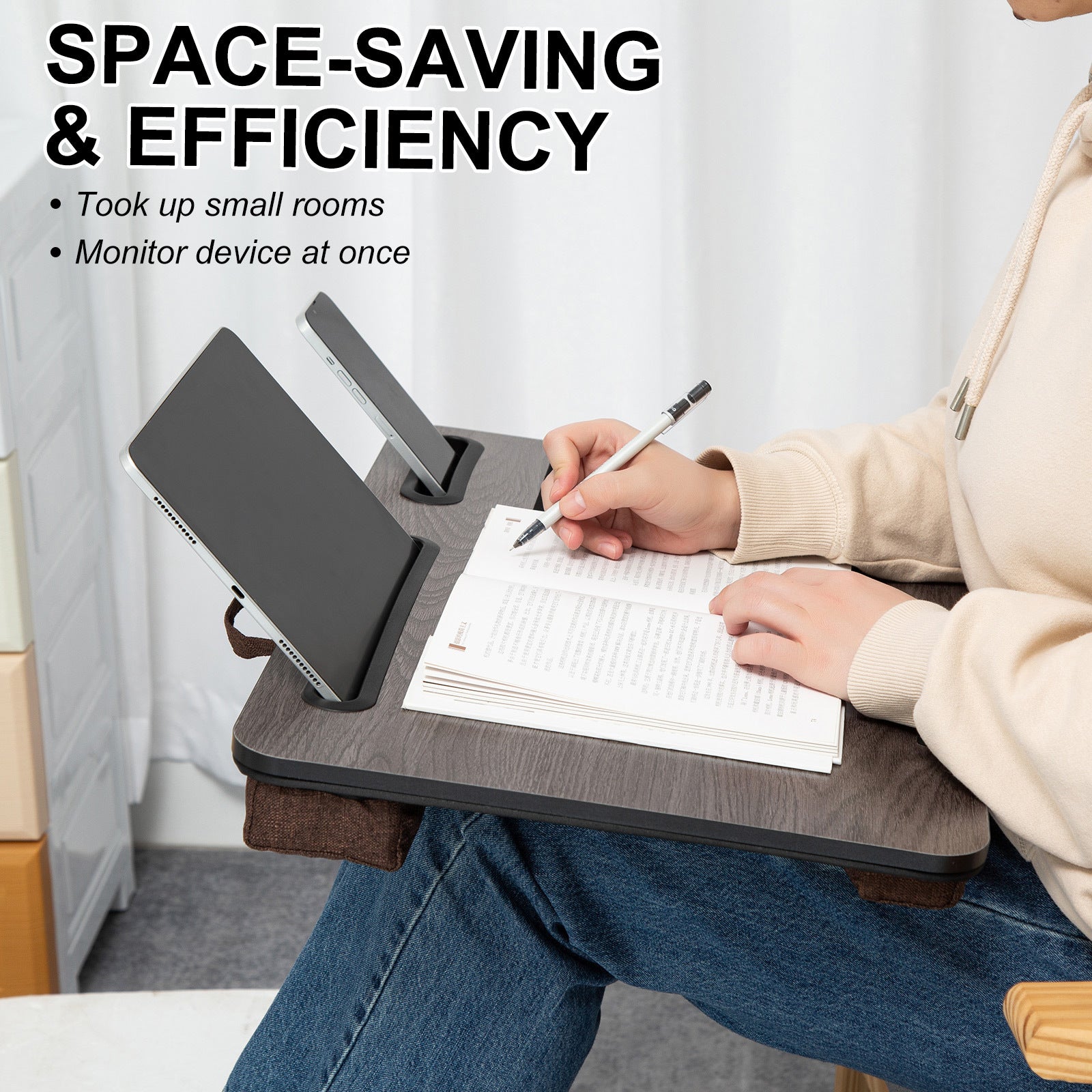 Lap Desk Laptop Stand Phone Tablet Holder Mousepad Cushioned Lapdesk IRON GREY OAK 10