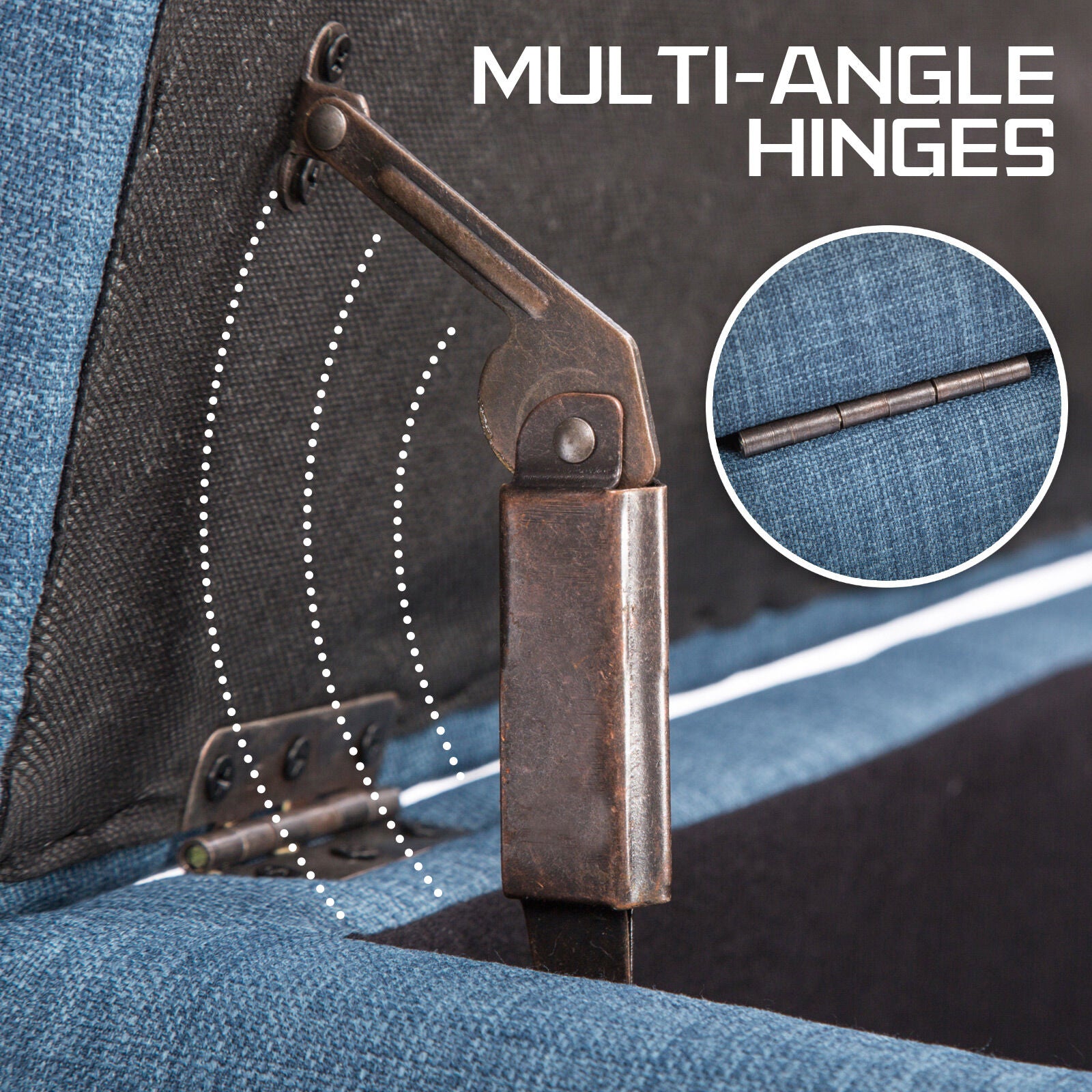 Storage Ottoman Stool 102cm Fabric DARK BLUE 9