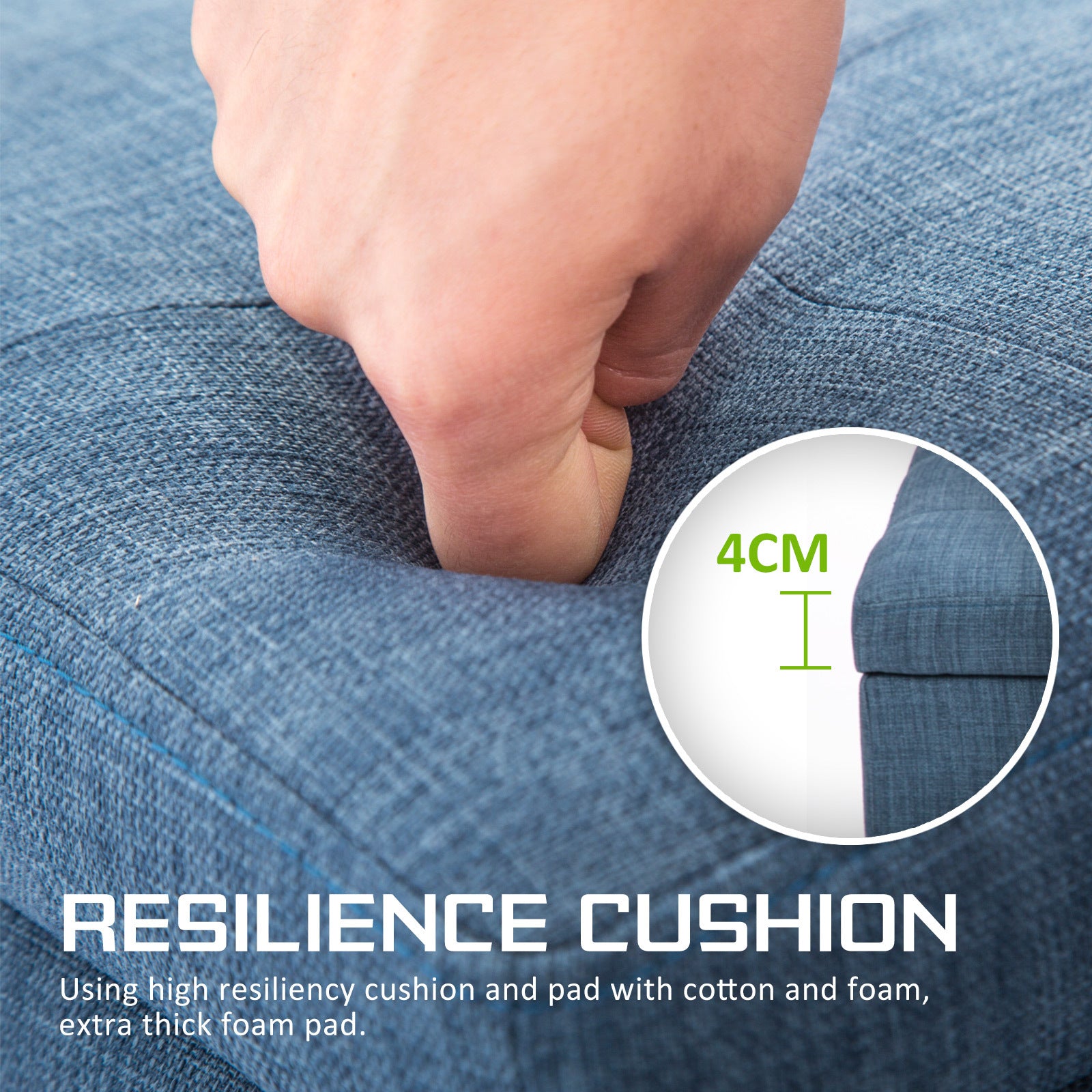 Storage Ottoman Stool 102cm Fabric DARK BLUE 7