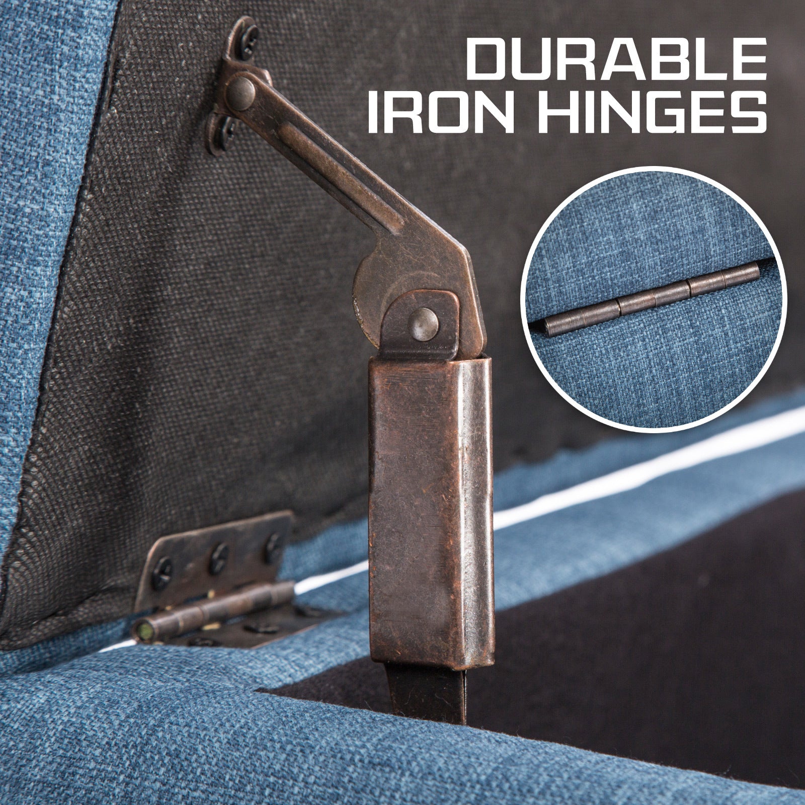 Storage Ottoman Stool 102cm Fabric DARK BLUE 10