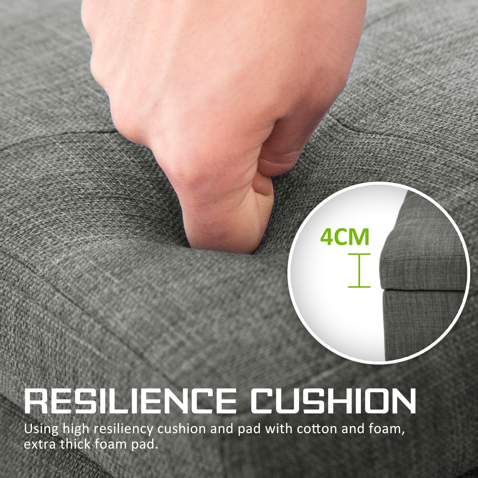 Storage Ottoman Stool 102cm Fabric DARK GREY 7