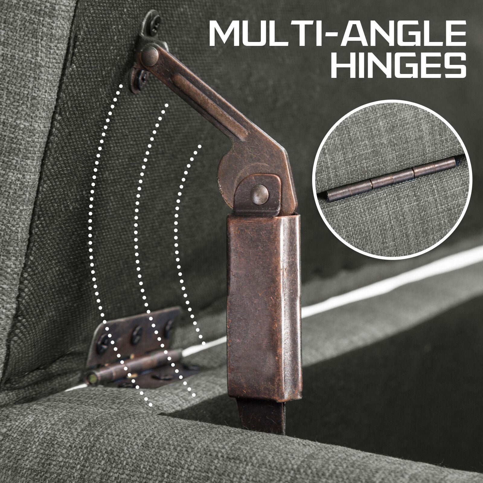 Storage Ottoman Stool 102cm Fabric DARK GREY 9