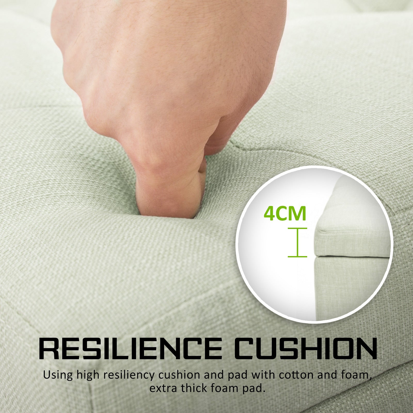 Storage Ottoman Stool 102cm Fabric LIGHT GREEN 7