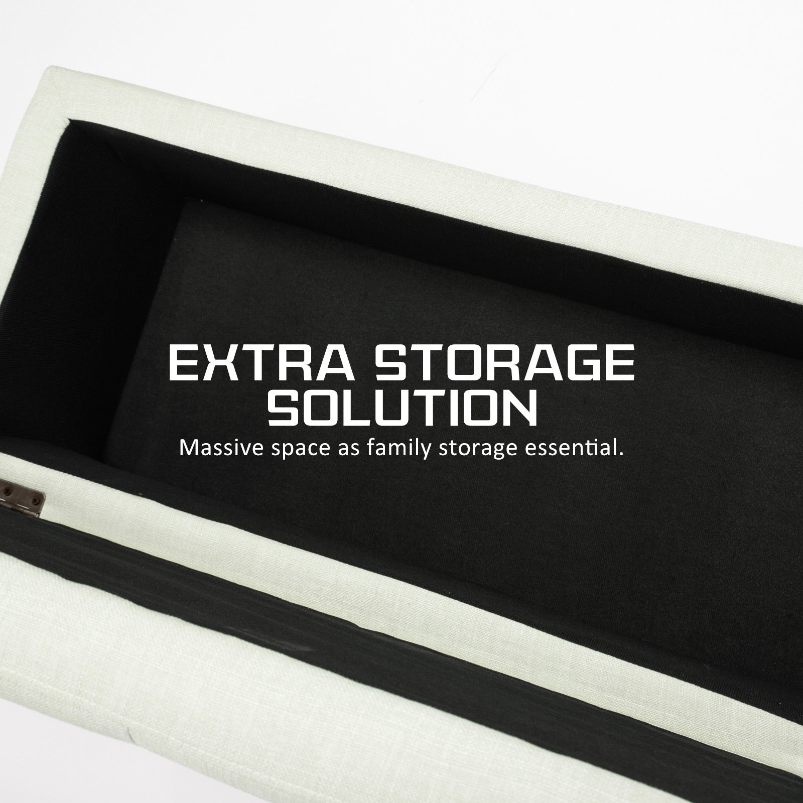 Storage Ottoman Stool 102cm Fabric LIGHT GREEN 8