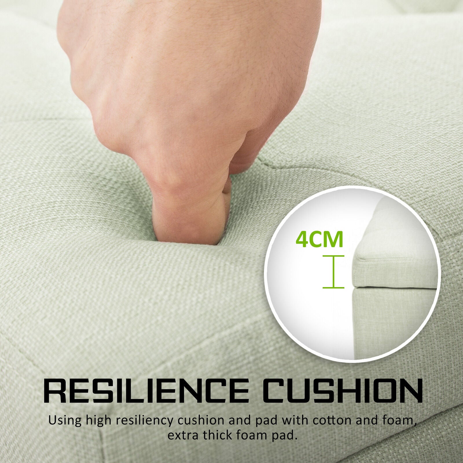 Storage Ottoman Stool 102cm Fabric LIGHT GREEN 10