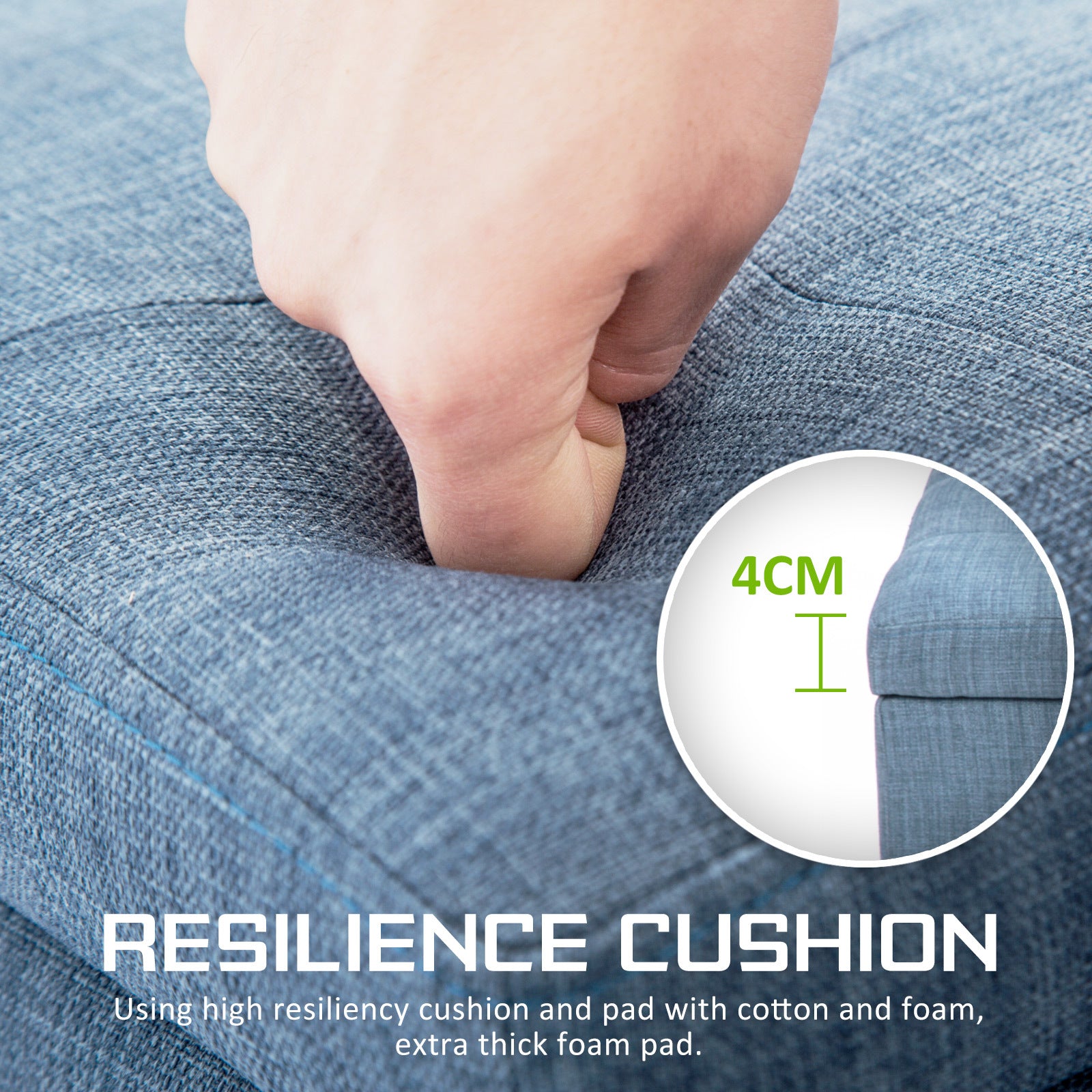 Storage Ottoman Stool 102cm Fabric LIGHT GREY BLUE 7