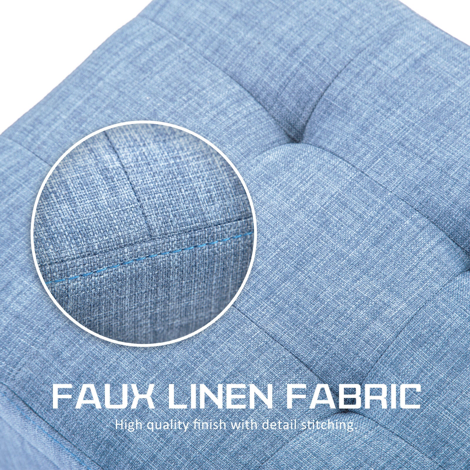 Storage Ottoman Stool 102cm Fabric LIGHT GREY BLUE 10